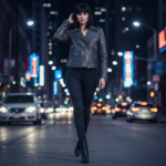 Women’s Dark Grey Leather Jacket – Modern Minimal Slim Fit Edition