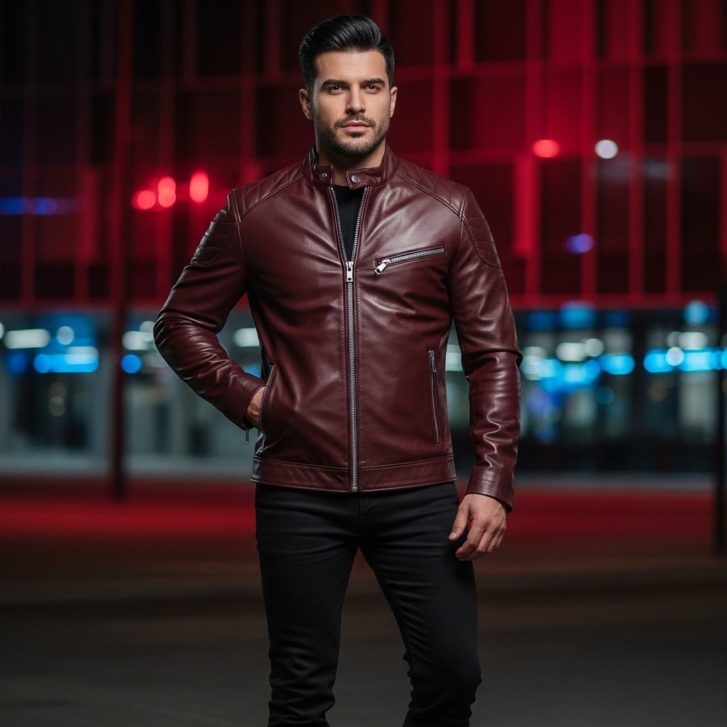 Whisk_75db16b83978fa88c6c4f0173bda6de7dr Men’s Deep Burgundy Leather Jacket – Premium Modern Fit - Image 1