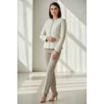 Women’s Off White Leather Jacket – Elegant Slim Fit Luxe Edition - Image 2