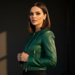 Women’s Olive Green Leather Jacket – Modern Chic Slim Fit Edition - Image 3