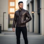 Men’s Dark Brown Espresso Leather Jacket – Modern Tailored Fit