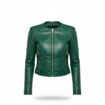 Women’s Olive Green Leather Jacket – Modern Chic Slim Fit Edition - Image 4