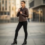 Women’s Chocolate Brown Leather Jacket – Luxury Slim Fit Edition