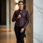 Women’s Deep Plum Leather Jacket – Royal Luxe Slim Fit Edition