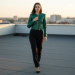 Women’s Olive Green Leather Jacket – Modern Chic Slim Fit Edition - Image 2