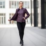 Women’s Deep Plum Leather Jacket – Royal Luxe Slim Fit Edition - Image 3